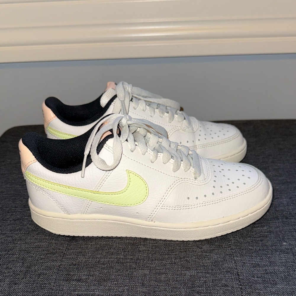 Like new NIKE Court Vision women’s 6 White Barely Volt Sneakers shoes